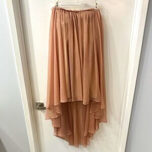 Blaque Label Pink Chiffon High-Low Midi Dress with Ruffle Layers Sleeveless
